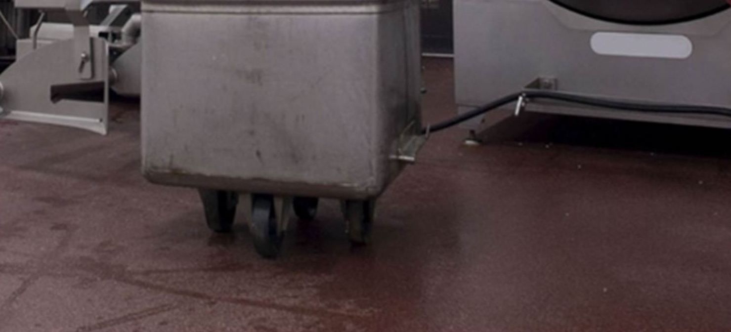 Floor in food processing facility, floor coatings for food manufacturing